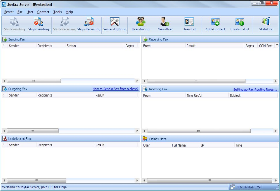 screenshot of Joy Fax Server